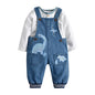 Baby Boy Clothes Set Infant Boy's Long Sleeve Romper+Dinosaur Denim Overalls Toddler Boys Fall Winter Outfits Suit