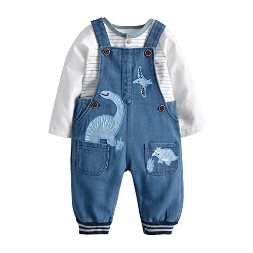 Baby Boy Clothes Set Infant Boy's Long Sleeve Romper+Dinosaur Denim Overalls Toddler Boys Fall Winter Outfits Suit
