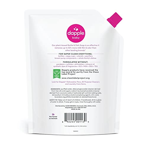 Dapple Baby Bottle Soap, Hypoallergenic Dish Soap for Baby Bottles, Powered by Plants, Travel Size, Fragrance Free, 3 Fl Oz (Pack of 2)