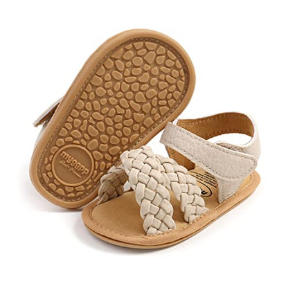 COSANKIM Baby Girl Sandals Rubber Sole Summer Outdoor Infant First Walker Crib Dress Shoes Baby Sandals