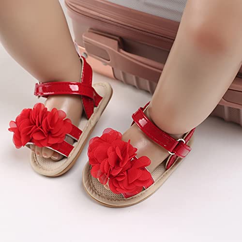 COSANKIM Baby Girl Sandals Rubber Sole Summer Outdoor Infant First Walker Crib Dress Shoes Baby Sandals