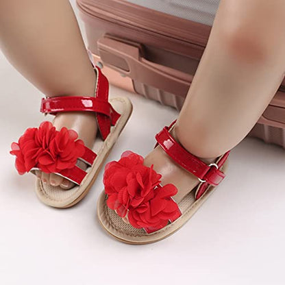 COSANKIM Baby Girl Sandals Rubber Sole Summer Outdoor Infant First Walker Crib Dress Shoes Baby Sandals