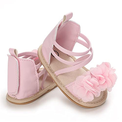 COSANKIM Baby Girl Sandals Rubber Sole Summer Outdoor Infant First Walker Crib Dress Shoes Baby Sandals