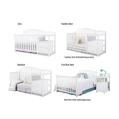 SORELLE FURNITURE Berkley Crib and Changer with Slat Panel Back Classic -in- Convertible Diaper Changing Table Non-Toxic Finish Wooden Baby Bed Toddler Childs Daybed Full-Size Nursery - White