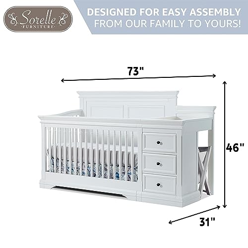 Sorelle Furniture Portofino Crib,Classic 4-In-1 Convertible Crib,Brushed Ivory Crib Made of Wood,Non-Toxic Finish, Wooden Baby Bed,Toddler Bed,Child’s Daybed and Full-Size Bed-Ivory