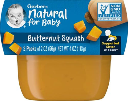 Gerber 1st Foods Baby Food Banana Puree, Natural & Non-GMO, 2 Ounce Tubs, 2-Pack (Pack of 8)