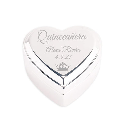 Cherished Moments Personalized Heart Jewelry Keepsake Box with Custom Engraved Cross and Name for Baby Baptism Gift for Girls, Silver Toned