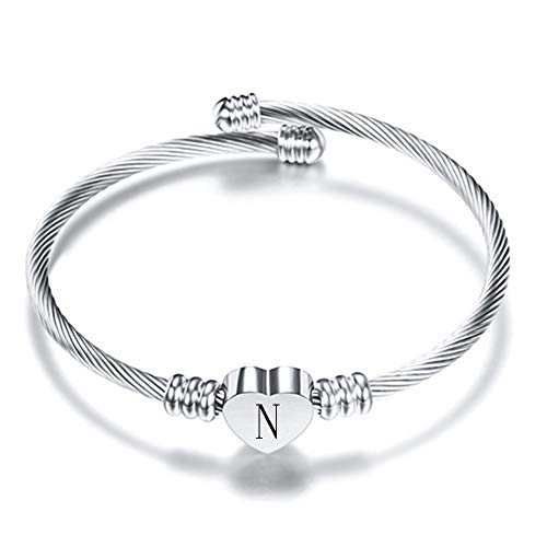 VQYSKO Gold Bracelets for Girls-A to Z Stainless Steel Heart Initial Girl Jewellery, Birthday Gifts for Girls
