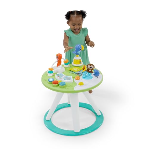 Bright Starts Around We Go 2-in-1 Baby Walker, Discovery Activity Center and Table, Tropic Coral, Ages 6 Months+