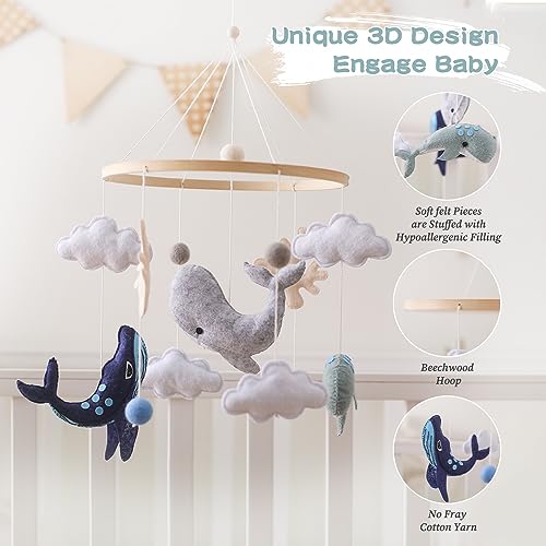 EERKEOD Baby Crib Mobile Bear Nursery Mobile for Boys Girls Teddy Velvet Mobile Nursery Decor for Infant Bedroom Hanging Baby Mobile for Bassinet Newborn Baby Gift（Brown Bear）