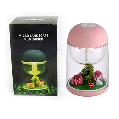 Micro Landscape Humidifier with Changing Led Light,Adjustable Mist Mode, Waterless Auto Shut-off,for Bedroom,Office,Car (pink)