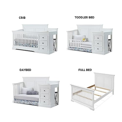 Sorelle Furniture Portofino Crib,Classic 4-In-1 Convertible Crib,Brushed Ivory Crib Made of Wood,Non-Toxic Finish, Wooden Baby Bed,Toddler Bed,Child’s Daybed and Full-Size Bed-Ivory