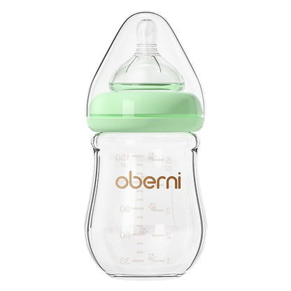Glass Baby Bottles,Anti Colic Breastfeeding Bottle with Natural Response Nipple Size S,Wide Neck Slow Flow Baby Bottle for Baby,Newborn,Preemie 0-3 0-6 Month,BPA Free (Pink, 1 Pack, 5 Ounce)