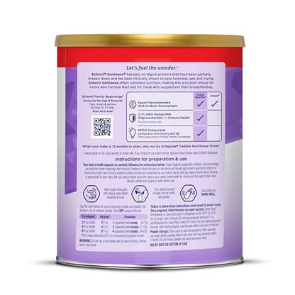 Enfamil Gentlease Baby Formula, Clinically Proven to Reduce Fussiness, Crying, Gas & Spit-up in 24 hours, Brain-Building Omega-3 DHA & Choline, Infant Formula Powder, Baby Milk, 19.9 Oz Can, 4 Count