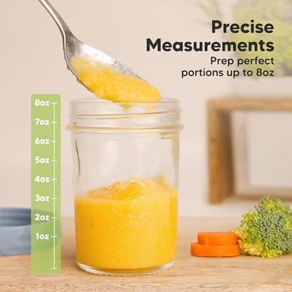 KeaBabies 4pk 8oz & 4pk 4oz Glass Baby Food Containers with Lids - Leak-Proof,Microwavable Small Glass Jars,Baby Purees & Toddler Snack Storage Containers,BPA-Free,Dishwasher & Freezer Safe(Musk Dusk)