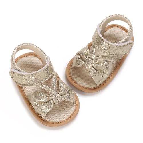 Timatego Infant Baby Girls Summer Sandals Anti-Slip Soft Sole with Flower Toddler First Walkers Crib Dress Shoes