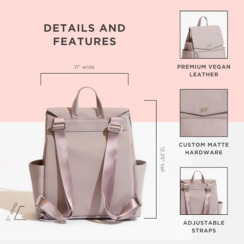 Freshly Picked Mini Classic Diaper Bag Backpack, Vegan Leather Baby Diaper Bag, Backpack Diaper Bag for Women (Aspen)
