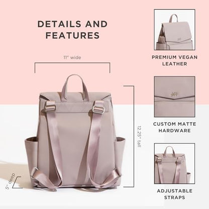 Freshly Picked Mini Classic Diaper Bag Backpack, Vegan Leather Baby Diaper Bag, Backpack Diaper Bag for Women (Aspen)