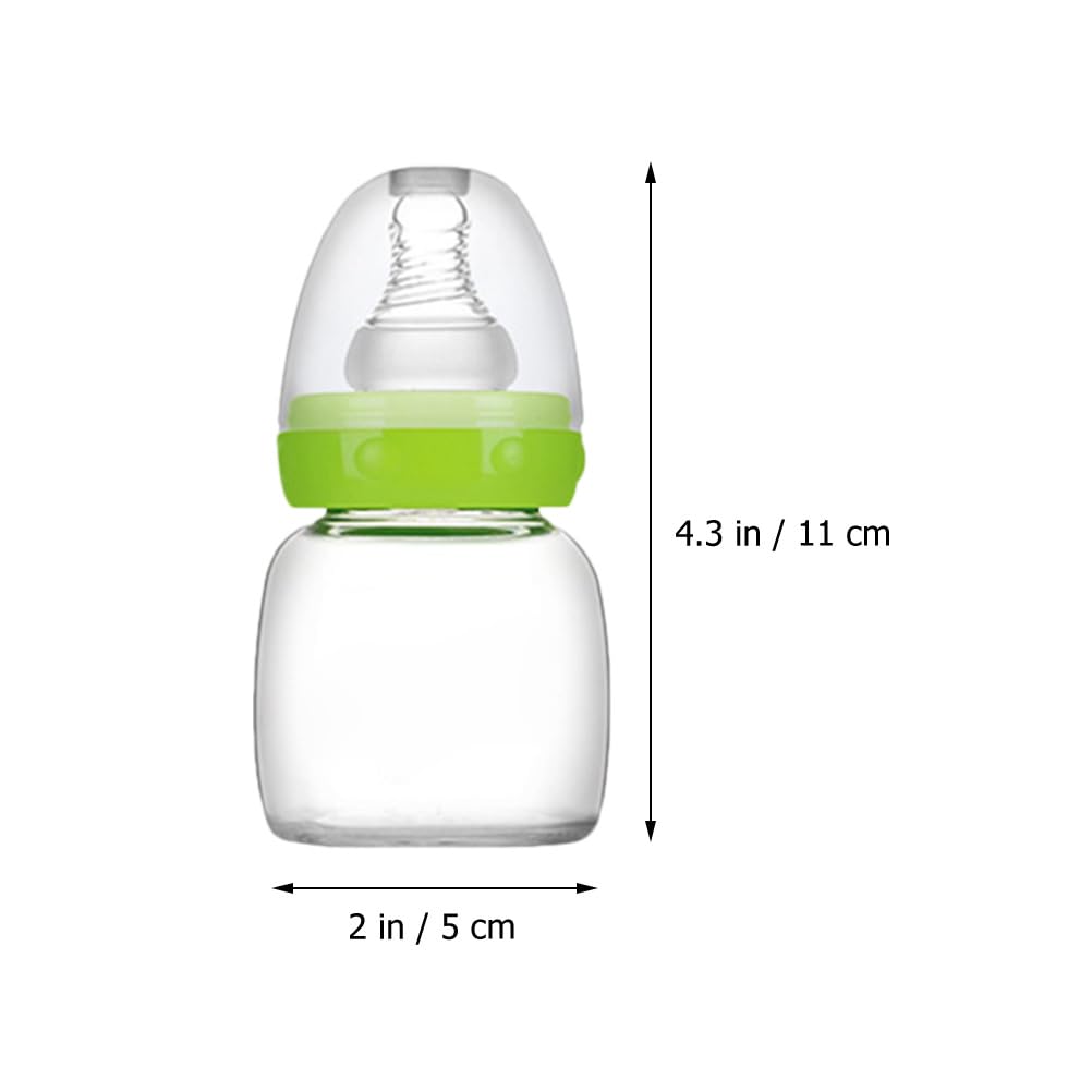 Kisangel Glass Baby Bottles, 3pcs Mini Babies Feeders Bottles 60ml with for Newborn Essentials Travel Outdoor, Pink Green Blue