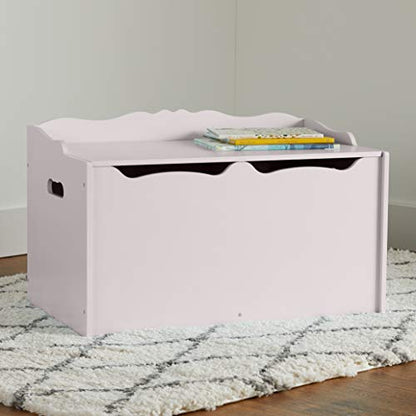 Amazon Basics Kids Toy Box, Wooden Organizer Storage Chest, Pink, 30" x 18" x 19"