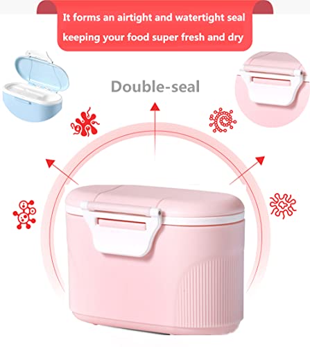 Travel Infant Formula Dispenser Box with Scoop, Portable Baby Dry Milk Powder Food Container with Spoon Airtight Storage Easy go Parents Choice Sealed Flour Case,Pink