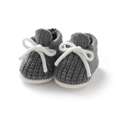 LAWKUL Baby Booties Knit Newborn Shoes Cozy First Walkers Infant Toddler Boots for Boy Girls 0-3 Months