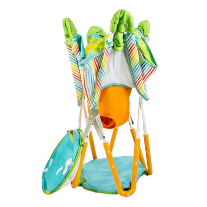Bright Starts Pop 'N Jump Portable Activity Jumper, Indoor/Outdoor Use, Owl Forest with 4 Sensory Toys, Ages 6-12 Months