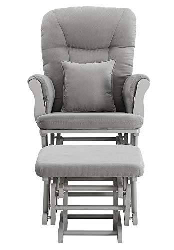 Angel Line Monterey Glider & Ottoman, Grey Finish - Grey Cushion
