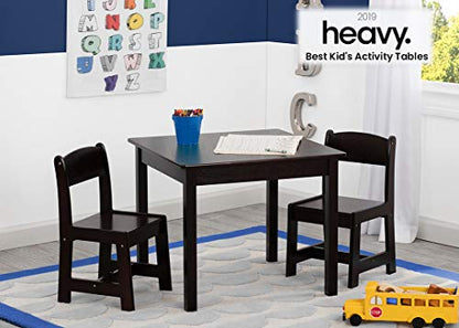 Delta Children MySize Kids Wood Table and Chair Set (2 Chairs Included) - Ideal for Arts & Crafts, Snack Time, & More - Greenguard Gold Certified, Bianca White, 3 Piece Set