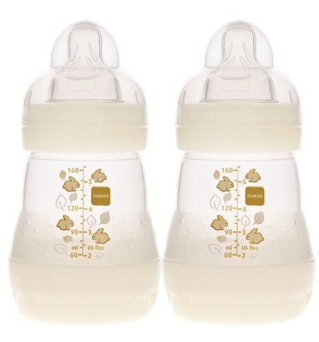 MAM Easy Start Anti-Colic Baby Bottles, Extra Slow Flow, Breastfeeding-Like Silicone Nipple Bottle, Reduces Colic, Gas, & Reflux, Easy-to-Clean, BPA-Free, Vented Baby Bottles for Newborns, 0-3 Months