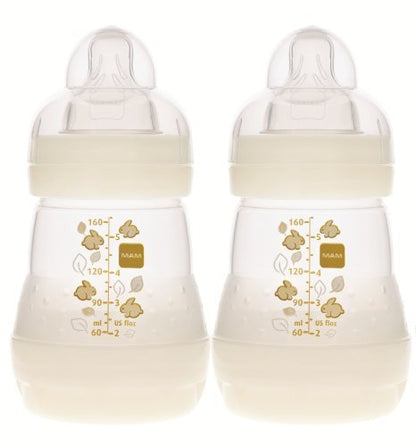 MAM Easy Start Anti-Colic Baby Bottles, Extra Slow Flow, Breastfeeding-Like Silicone Nipple Bottle, Reduces Colic, Gas, & Reflux, Easy-to-Clean, BPA-Free, Vented Baby Bottles for Newborns, 0-3 Months