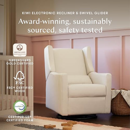 Babyletto Kiwi Electric Power Glider Recliner Nursery Chair w/ USB Ports - Water & Stain Resistant Glider Rocking Chair for Nursery - GREENGUARD Gold Certified Swivel Rocker Recliner Chair - Cream
