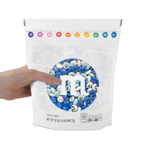M&M'S World It's A Boy Milk Chocolate Candy 2lb Bag with White and Blue M&M'S for Baby Boy Showers Gender Reveal Parties and Baby Celebration Favors