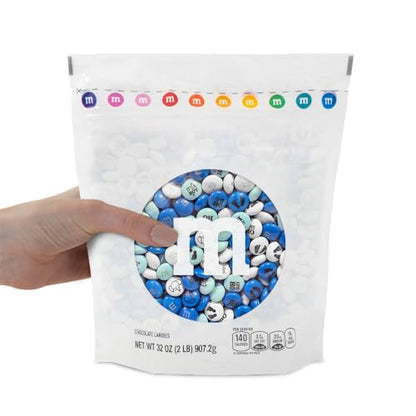 M&M'S World It's A Boy Milk Chocolate Candy 2lb Bag with White and Blue M&M'S for Baby Boy Showers Gender Reveal Parties and Baby Celebration Favors