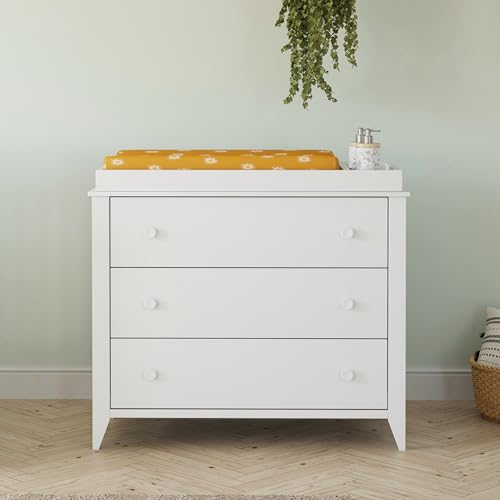 Babyletto Sprout 3-Drawer Changer Dresser with Removable Changing Tray in Washed Natural and White, Greenguard Gold Certified