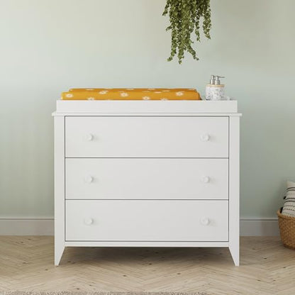Babyletto Sprout 3-Drawer Changer Dresser with Removable Changing Tray in Washed Natural and White, Greenguard Gold Certified