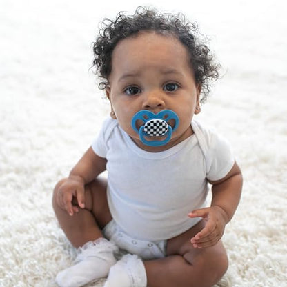 Dr. Brown's Advantage Glow-in-the-Dark Baby Pacifier, Fully Symmetrical Soother with Soft Silicone Bulb, Scooter Squirrel-Purple Nature, 6-18m, BPA Free, 4 Pack