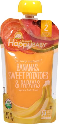 Happy Baby Organic Baby Food, Apples, Blueberries & Oats, 4 Oz
