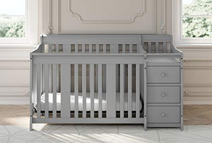 Storkcraft Portofino 5-in-1 Convertible Crib and Changer (Espresso) – Crib and Changing -Table Combo with 3 Drawers, Includes Baby Changing Pad, Converts to Full-Size Bed