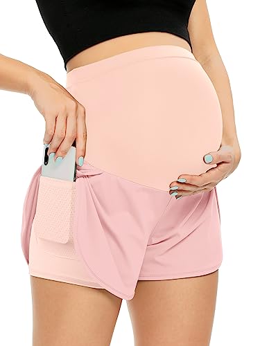 POSHGLAM Women‘s Maternity Shorts Over Belly Workout Running Casual Summer Pregnancy Shorts