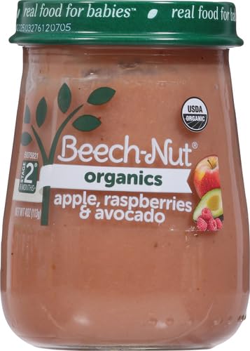 Beech-Nut Organics Stage 2 Organic Baby Food, Apple Raspberries & Avocado, 4oz Jar