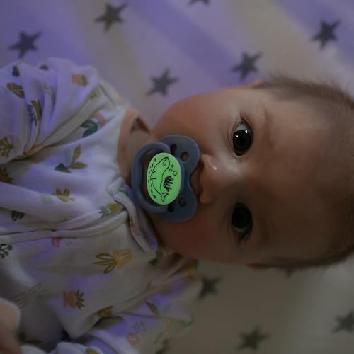 Dr. Brown's Advantage Glow-in-the-Dark Baby Pacifier, Fully Symmetrical Soother with Soft Silicone Bulb, Lavender Love-Coral Ocean, 0-6m, BPA Free, 4 Pack