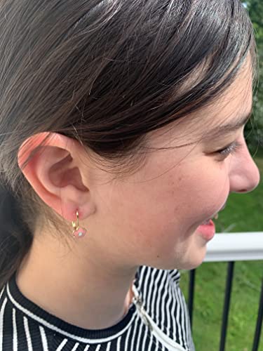 Little Miss Twin Stars Girls Earrings - 14k Gold Plated Flower Leverback Earring - Hypoallergenic and Nickel Free For Sensitive Ear