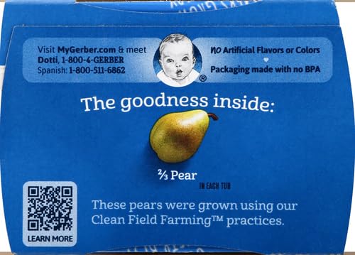 Gerber Baby Food Pear, 4 Oz, 2 Ct Tubs