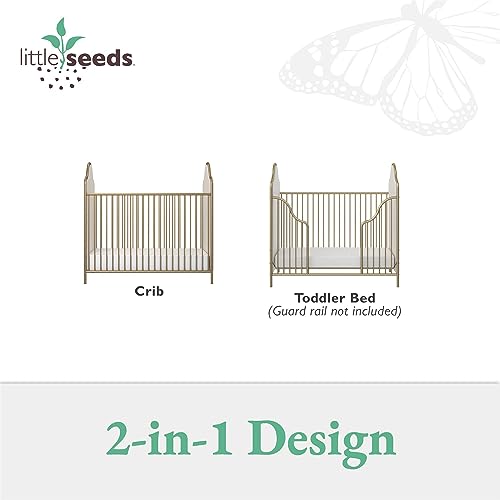Little Seeds Piper Upholstered Metal Crib, Gold