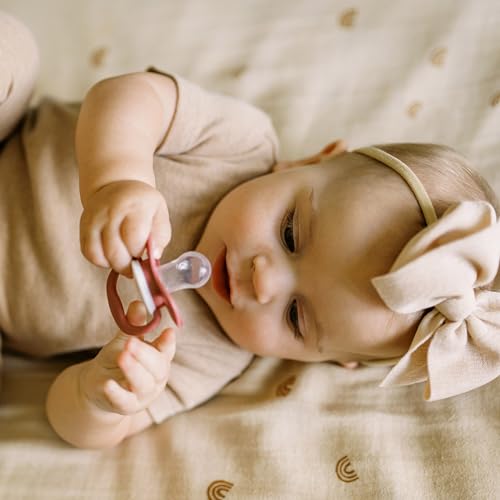 Dr. Brown's Advantage Glow-in-the-Dark Baby Pacifier, Fully Symmetrical Soother with Soft Silicone Bulb, Lavender Love-Coral Ocean, 0-6m, BPA Free, 4 Pack