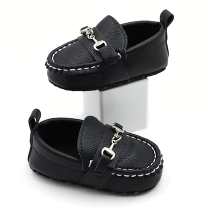 First Walking Shoes for Baby Boys Delightful Solid Color Slip-On Loafers, Lightweight, Non-Slip Flat