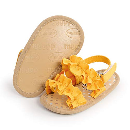 COSANKIM Infant Baby Girls Summer Sandals with Flower Soft Sole Newborn Toddler First Walker Crib Dress Shoes