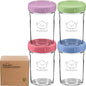 KeaBabies 4pk 8oz & 4pk 4oz Glass Baby Food Containers with Lids - Leak-Proof,Microwavable Small Glass Jars,Baby Purees & Toddler Snack Storage Containers,BPA-Free,Dishwasher & Freezer Safe(Musk Dusk)