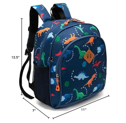 Toddler Backpack for Boys, 12 Inch Kids Dinosaur Backpack for Preschool or Kindergarten, Black
